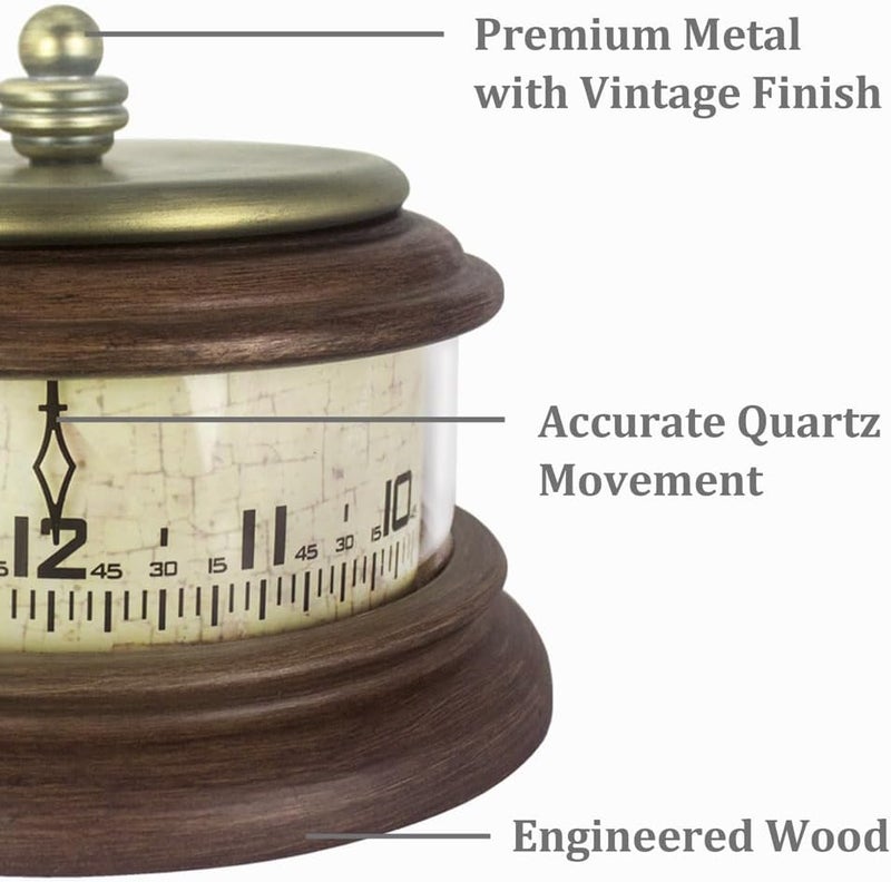Presentime & Co. Louis XVI Mantel Clock, Desk & Shelf Clock, Retro Tabletop Clock for Living Room, Bedroom, Shelf Decoration, Fireplace, Farmhouse Decor, Walnut Brown Finish. - Image 2